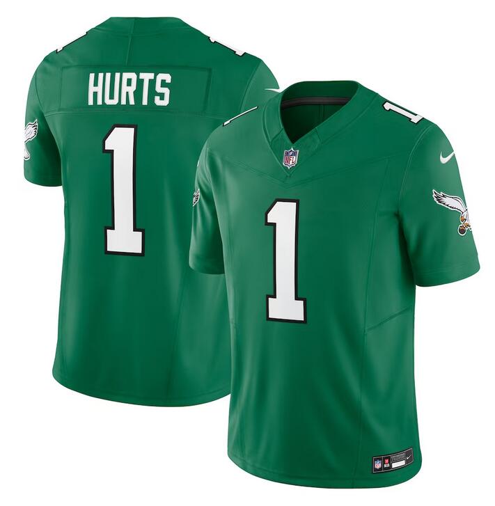 2023 Men NFL Philadelphia Eagles 1 Hurts Kelly green alternate Jersey